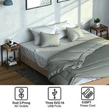 CADUKE Nightstand with Charging Station, Small Bedside Table with USB Ports and Power Outlets, Industrial Brown Side Table for Bedroom, Living Room, Farmhouse CADUKE