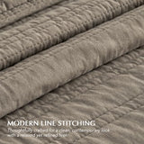 EVERGRACEHOME 100% Cotton Modern Lines Quilt Set King Size, Pre-Washed Soft Striped Coverlet Bedspread, 3 Piece Lightweight Bedding Set for All Season, with 2 Pillow Shams, Stone Taupe EVERGRACEHOME