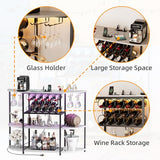 VICTONE Wine Bar Cabinet with LED Lights and Power Outlets, Freestanding Coffee Liquor Bar Cabinet with Glass Holder, Wine Rack Table for Home Kitchen Dining Room (White) VICTONE
