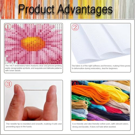 VIGEGU 5 Pack Cross Stitch Kits for Beginners,Coffee Stamped Cross Stitch Kits Bookmarks for Women,11ct Cross Stitch Embroidery Kit for Beginners Crafts for Adults VIGEGU