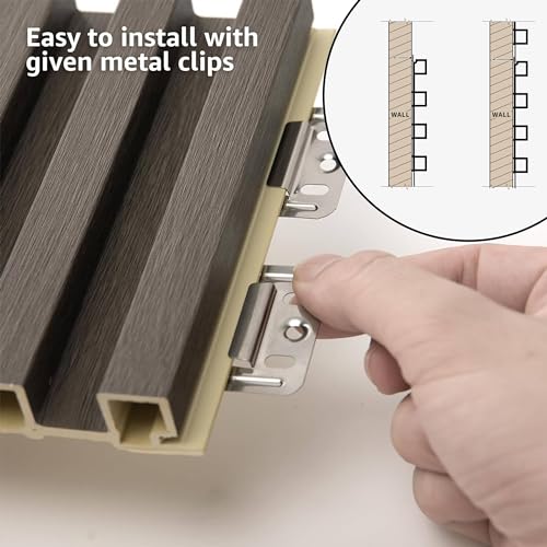 POHARE WPC Slat Wall Panels, 8 Pack Accent Decorative Acoustic Wood Slats for Wall and Ceilings, Acoustic Panels for Interior Wall Modern Décor, Oak, POHARE