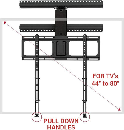 MantelMount- MM340 Above Fireplace Pull Down TV Mount- Televisions 44" to 80" Up to 90 lbs - Safe Auto-Adjusting TV Mounts - Patented Motion Stops, Handles, Balancing Technology - Superior Steel