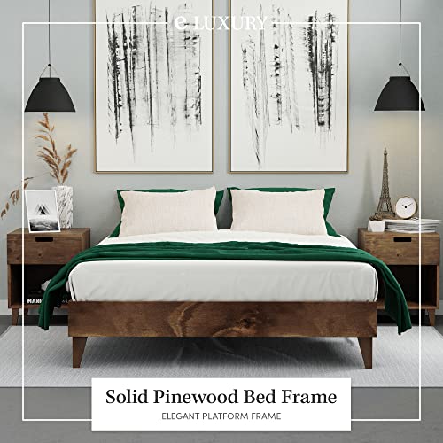 Cardinal & Crest Solid New Zealand Pine Wood Bed Frame - California King - Walnut Finish - WoodArtSupply