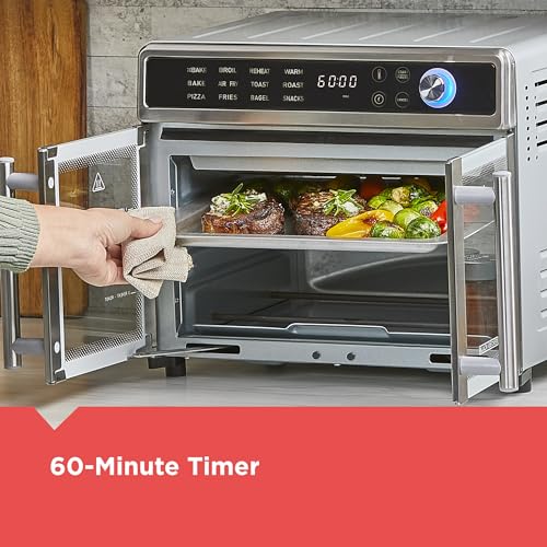 BLACK+DECKER Crisp 'N Bake Air Fryer Toaster Oven Combo, 12 in 1 Countertop Convection Oven Cooks Food Fast, Fits a Whole Pizza or 6 Toast Slices, French Doors with Stainless Steel Finish BLACK+DECKER