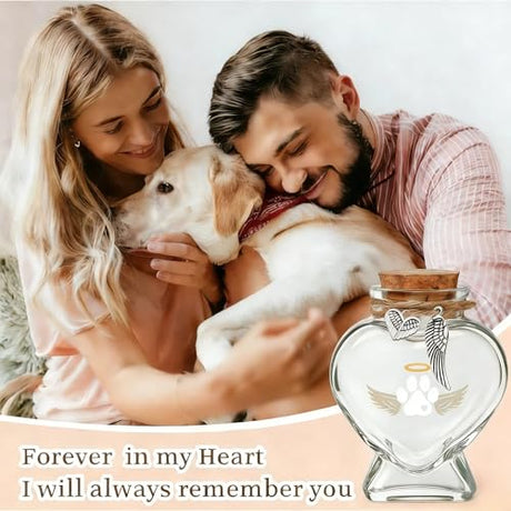 Chowsie Loss of Dog Cat Pet Sympathy Gift, Memorial Bottle for Pet Hair, Pet Fur Keepsake, Heart-Shaped Glass Memorial Bottle, Dog Hair Keepsake, Dog Memory Memorial Keepsake Chowsie