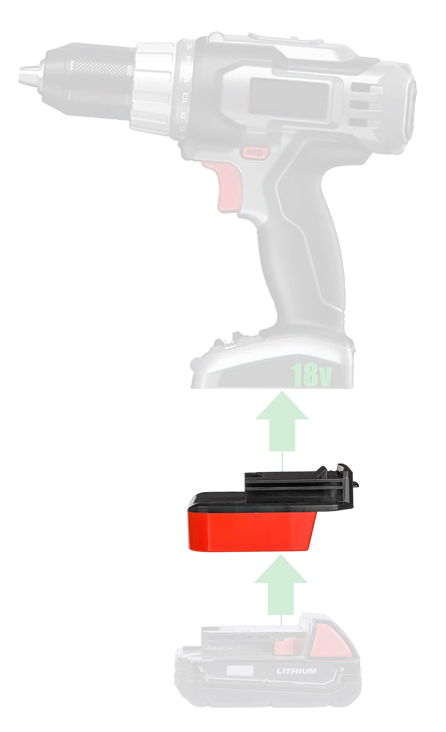 1x Adapter Only Upgrade for Porter Cable Old 18v (Not 20v MAX) Cordless Tools Compatible with Milwaukee M18 Red Lithium Batteries - Adapter Only - WoodArtSupply