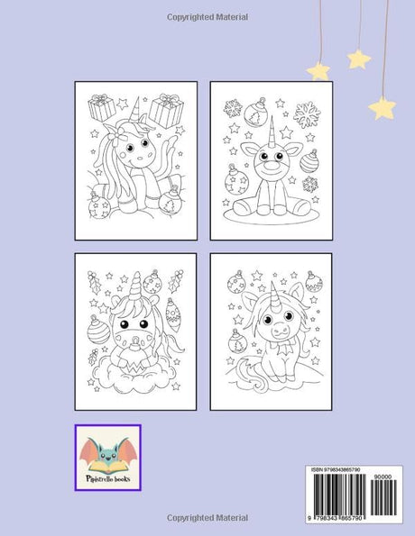 Christmas Unicorn Coloring Book: for girls age 4-99: Over 40 ready-to-color illustrations with Christmas decorations and happy unicorns (Cozy Christmas Morning) WoodArtSupply