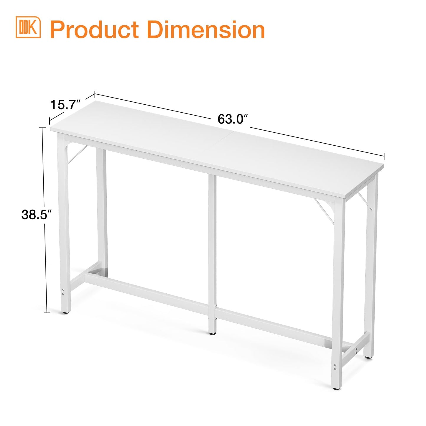 ODK 63-Inch Rectangular Bar Table with Sturdy Legs - Elegant White High Top for Indoor Use - WoodArtSupply