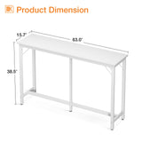 ODK 63-Inch Rectangular Bar Table with Sturdy Legs - Elegant White High Top for Indoor Use ODK