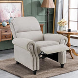 MCombo Pushback Recliner Chair, 3-Position Oversized Manual Recliner with Rolled Arms, Solid Wood Legs & Chenille Upholstery, Accent Reclining Chair for Living Room Office 4865 (Beige) MCombo