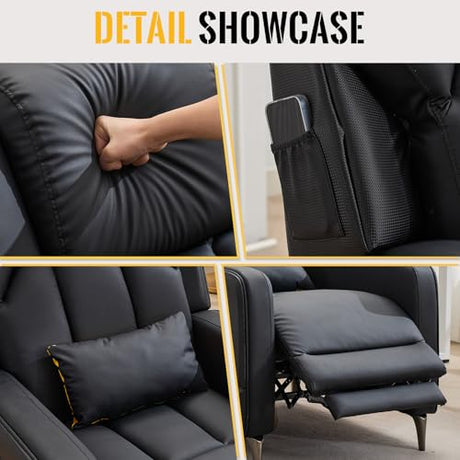 TPHORK Gaming Recliner Chair with Footrest, Push-Back Reclining Gaming Chair with LED Lights, Lumbar Pillow & Side Pockets, Ergonomic Gaming Sofa for Game Room, Home Theater, Man Cave (Black) TPHORK