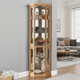Casaphoria Curio Cabinet, Corner Cabinet for Collectibles, Trophies & Glassware, Corner Glass Display Cabinet, Durable Wood Construction & Tempered Glass, Golden Oak Casaphoria