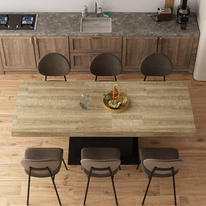 Homsee Extendable Dining Table for 8-10 People, Modern Wood Rectangular Expandable Kitchen Table Dinner Table for Ninng Room, Brown and Black - WoodArtSupply