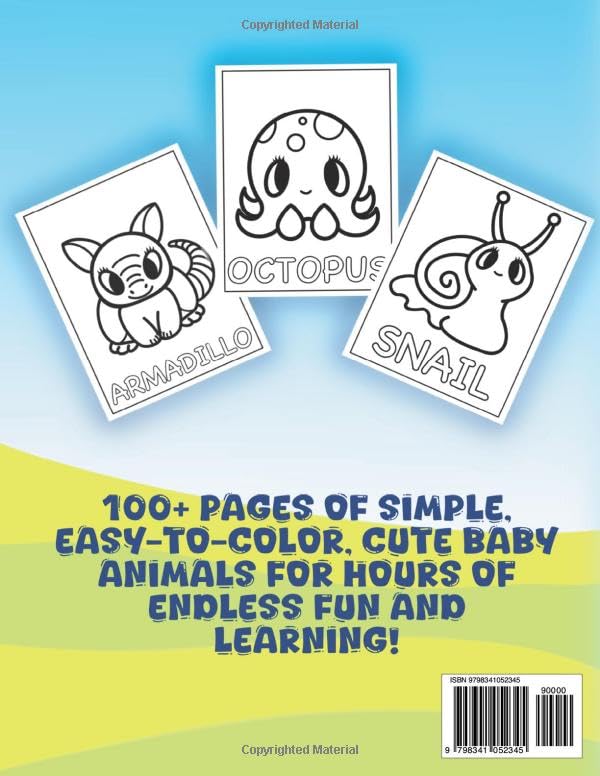 Baby Animals Coloring Book for Toddlers: 100 Pages of Fun and Learning!