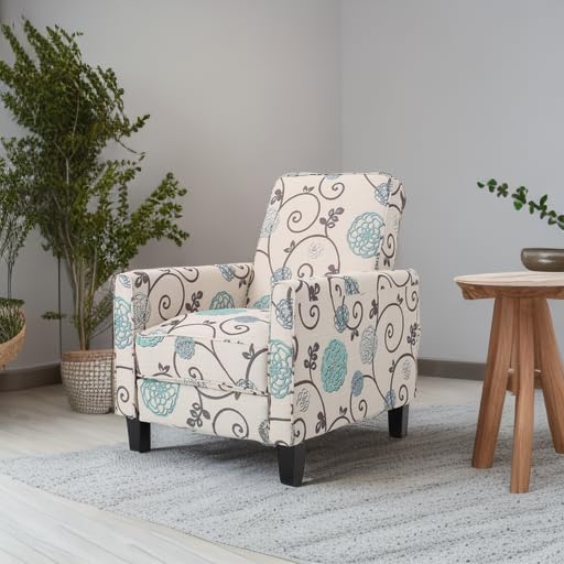 Christopher Knight Home Dufour White and Blue Floral Fabric Recliner 26.75D x 34W x 36.25H in Christopher Knight Home