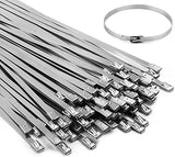Sinlon Chain Link fence Ties 100pcs Multi-Purpose Self-Locking Metal Zip Ties Stainless Steel Zip Ties 11.8inch，Suitable For fixed Fence Thermal Insulation Shield Outdoor and Workshop Etc Sinlon