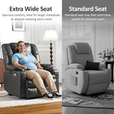 MCombo Big Man Power Lay Flat Lift Chair, Oversized Triple Motor Power Lift Recliner with Massage & Dual Heating, Adjustable Headrest, Faux Leather R7635 (Dark Grey, Large-Oversize)