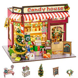 Flever DIY Miniature House Kit, Tiny Home Kit with LED Light, Mini House Build Craft Kits for Adults and Teens, Home Decor Creative Gift for Family/Friends (Christmas Candy House)