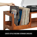 Crosley Furniture Asheville Mid-Century Modern Media Console Record Player Stand, Storage for Vinyl Records, Walnut Crosley Furniture
