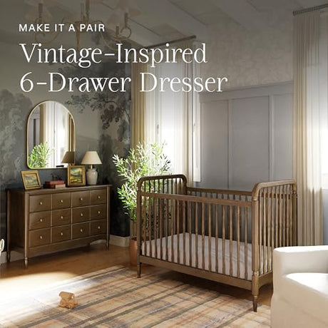 Namesake Liberty 3-in-1 Convertible Spindle Crib with Toddler Bed Conversion Kit in Natural Walnut, Greenguard Gold and FSC® Certified NAMESAKE