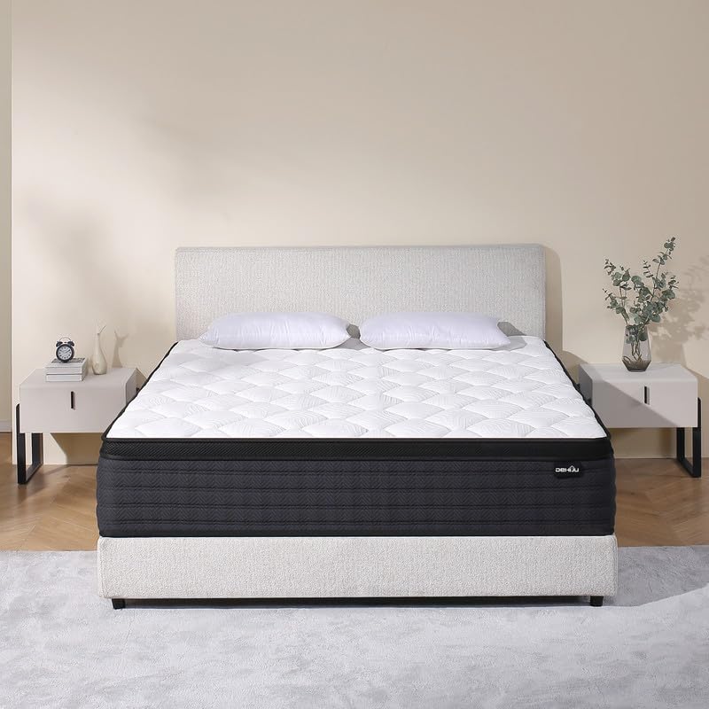 DEHIJU Queen Size Mattress, 12 Inch Hybrid Memory Foam Queen Mattress in a Box, Medium Firm, Pressure Relief, CertiPUR-US DEHIJU