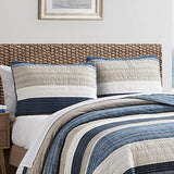 Nautica - Queen Quilt Set, Soft & Breathable Cotton Bedding with Medium Weight Feel, Reversible 3 Piece Bed Set with Matching Pillowcases (Ridgeport Denim)