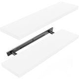 Amada HOMEFURNISHING Floating Shelves Large, 24 x 7 Inch Wall Shelves for Bathroom, Bedroom, Kitchen, Shelves for Wall Decor Set of 2, White - AMFS06 AMADA HOMEFURNISHING