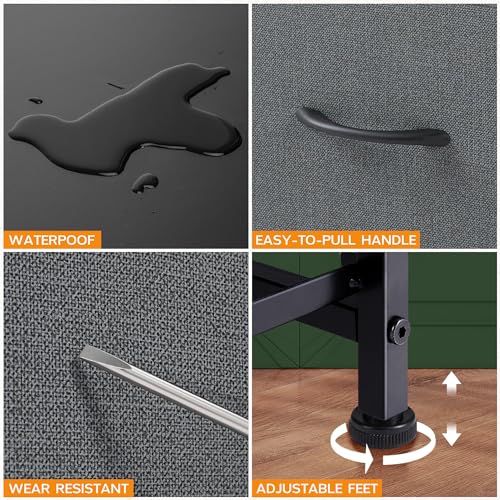 Horshod Dresser for Bedroom, 4 Storage Drawers, Tall Fabric Closet Chests Organizer Tower Furniture with Wooden Top Metal Frame for Clothes, Kids Room, Living Room, Hallway, Entryway Horshod