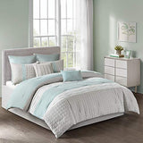 510 DESIGN Cozy Comforter Set - Geometric Honeycomb Design, All Season Down Alternative Casual Bedding with Matching Shams, Decorative Pillows, King(104"x92"), Seafoam/Grey 8 Piece 510 DESIGN