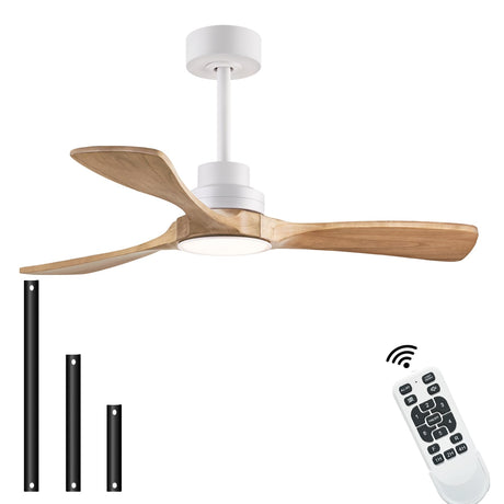 dearnow 42" Ceiling Fans with Lights with Remote Control, Indoor Outdoor Wooden Ceiling Fan with 3 Wooden Blades for Patio, Living Room, Dining Room, Farmhouse and More. (White + Log Color)… dearnow