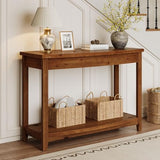 TRIBEWOOD Solid Wood Console Table, 41.3" Farmhouse Entryway Table with Storage Shelf for Living Room, Behind Couch, Hallway & Foyer (Vintage) TRIBEWOOD