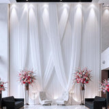 20 ft×20 ft White Ceiling Curtain Drapes for Weddings Parties, Wrinkle Free Polyester Draping Fabric White Drapery for Party Tent Canopy Hotel Banquet Hall Ceiling Decor-4 Panels 5×20ft leegleri
