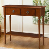 Leick Home Coastal Console Table, Solid Wood, with Drawer and Shelf, for Entryways, Hallways, and Living Rooms, Pecan Brown, 20027-PC Leick Home