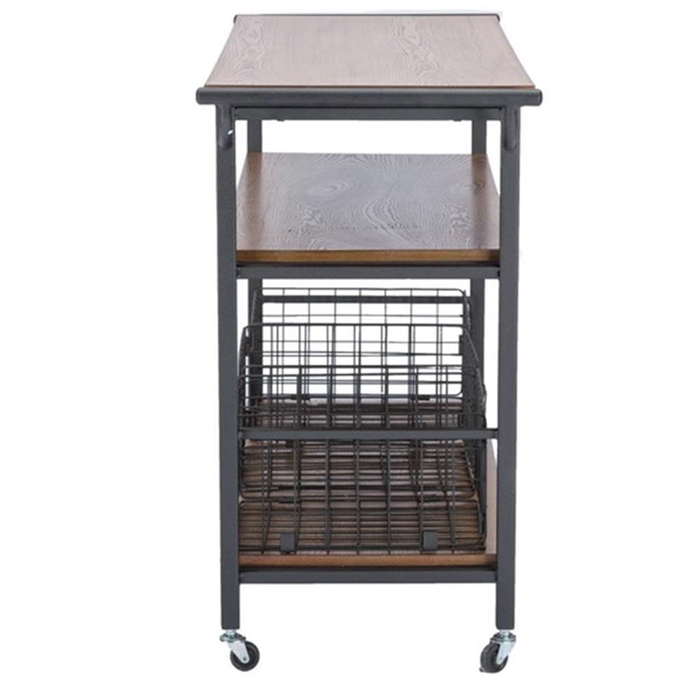 Baxton Studio Lancashire Wood and Metal Kitchen Cart, Brown Baxton Studio
