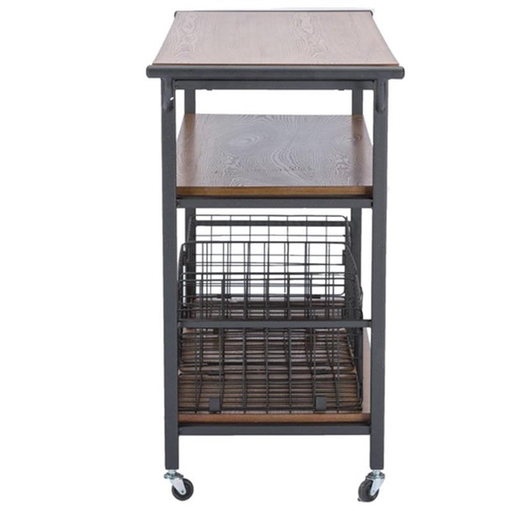 Baxton Studio Lancashire Wood and Metal Kitchen Cart, Brown