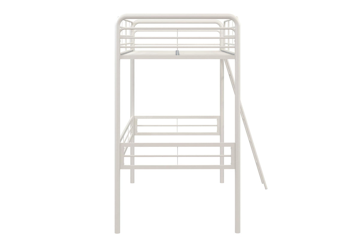 DHP Tommy Twin Metal Loft Bed, Off White DHP