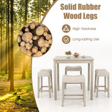 COSTWAY 5-Piece Bar Table Set, Square Breakfast Set for 4 w/Padded Stools, Small Kitchen Table Set w/Rubber Wood Legs, Space-Saving Dining Table Set for Living Room, Kitchen, Small Space COSTWAY