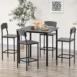 HOMCOM 5-Piece Counter Height Bar Table with Space-Saving Design, Square Kitchen Table and Chairs Set with Footrest, Metal Legs, Industrial Dining Table Set for 4, Gray HOMCOM