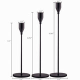 SUJUN Matte Black Candle Holders Set of 3 for Taper Candles, Decorative Candlestick Holder for Wedding, Dinning, Party, Fits 3/4 inch Thick Candle&Led Candles (Metal Candle Stand) SUJUN