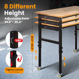 Heavy-Duty Adjustable Garage Workbench 60" L x 24" W – 2000 LBS Capacity with ETL Power Outlet, Rubberwood Top for Woodworking, Welding, Crafting & Home Office (29.5"-39.4" Height Adjust) EliteEdge