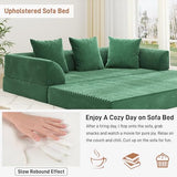 XVD 79" Boneless Sleeper Sofa Bed, Convertible Futon Couch with Pillows and Storage Pocket, Pull Out Compressed Sofa for Living Guest Room Bedroom, Green XVD