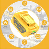 JUNWOOD 2Pack 8.0Ah Lithium Replacement for Dewalt 20V Battery Max XR Cordless Tools DCB180 DCB205 DCB206 DCB206-2 DCB200 DCB204 DCB204BT-2 DCB203 DCB201 DCB207 JUNWOOD