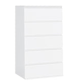 FOTOSOK White Dresser, 5 Drawer Dresser Tall White Dresser with Large Storage Space, Modern Storage Chest of Drawers, 23.6L x 17.6W x 39.1H Inch Storage Organizer Cabinet for Home, White FOTOSOK