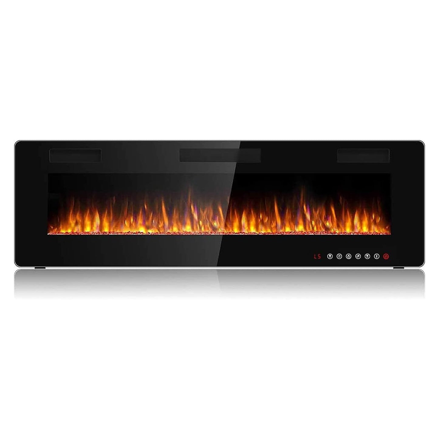 BOSSIN 60 inch Ultra-Thin Silence Linear Electric Fireplace, Recessed Wall Mounted Fireplace, Fit for 2 x 4 and 2 x 6 Stud, 12 Adjustable Flame Color & Speed,Touch Screen Remote Control with 8h Timer