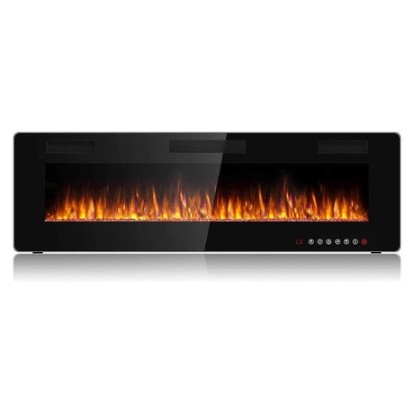 BOSSIN 60 inch Ultra-Thin Silence Linear Electric Fireplace, Recessed Wall Mounted Fireplace, Fit for 2 x 4 and 2 x 6 Stud, 12 Adjustable Flame Color & Speed,Touch Screen Remote Control with 8h Timer BOSSIN