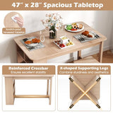 Giantex 5-Pieces Dining Table Set for 4, Kitchen Table Set with Side Storage Shelf, 4 Square Stools, Space-Saving Dining Furniture for Dinner, Dinette, Living Room, Apartment, Restaurant (Natural) Giantex