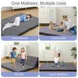MeMoreCool Folding Foam Futon Mattress Queen, Foldable Japanese Floor Mattress, Sleeping Mat Pad for Adults Guests Sleepovers, 3 in Thick Tatami Mat Portable Shikibuton, Dark Grey MeMoreCool