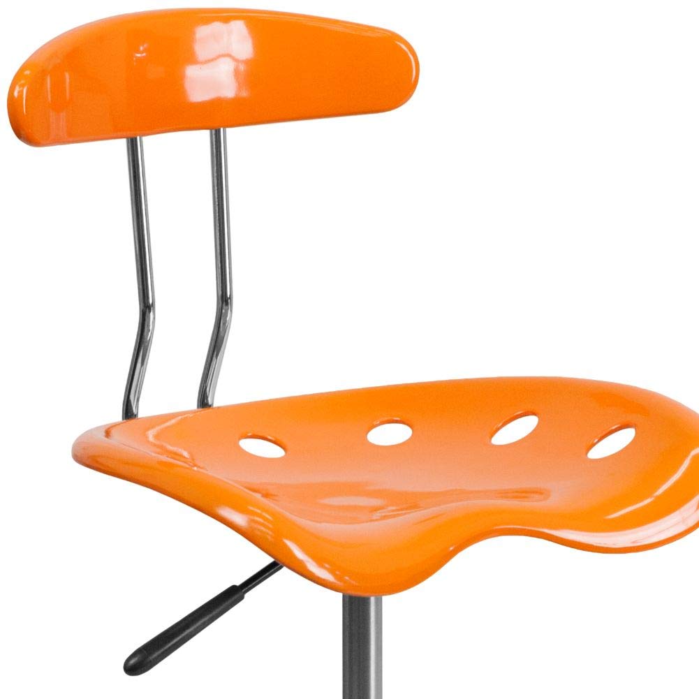 Flash Furniture Elliott Vibrant Orange and Chrome Swivel Task Office Chair with Tractor Seat - WoodArtSupply