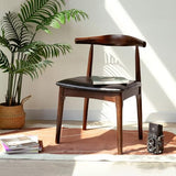 Cttasty Office Chair, Wood Desk Chair with Upholstered PU Leather, Computer Chair, Modern Dining Chair, Mid Century Dining Chair, Wood Accent Chair,Walnut Chair Cttasty