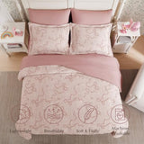 Geniospin Pink Queen Comforter Set for Girls- 7 Pieces Bowknot Jacquard Bed in A Bag Queen Bedding Sets with Sheets, Pillowcases & Shams, All Season Kids Comforter Set Geniospin